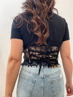 T shirt combinata corsetto pizzo