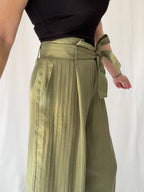 Pantaloni a righe misto lino